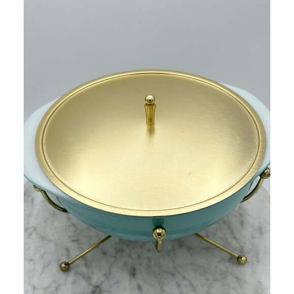 Pyrex UFO Atomic Casserole & Warmer Original Box #924CM 2 Quart RARE 1950s - Picture 5 of 16